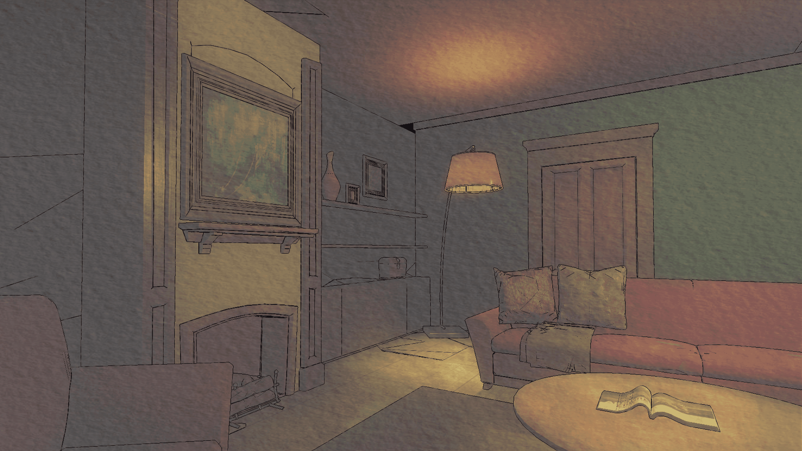 Living room watercolor background