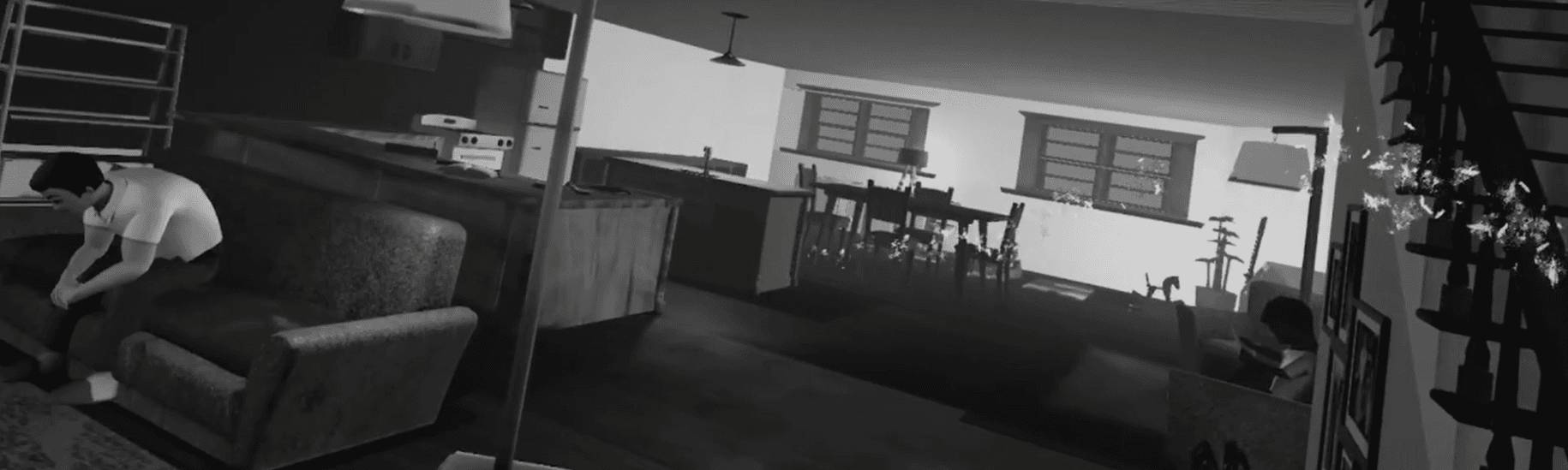 Wide shot of the family home